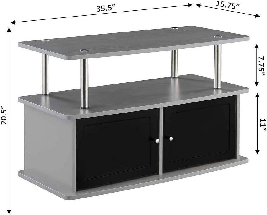 Slate Gray Woodgrain 36" TV Stand with Dual Storage Cabinets