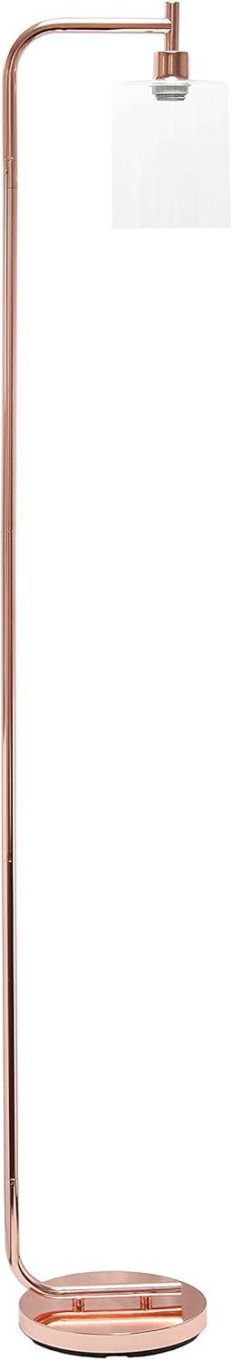 Elegant Rose Gold Arc Floor Lamp with Clear Glass Shade