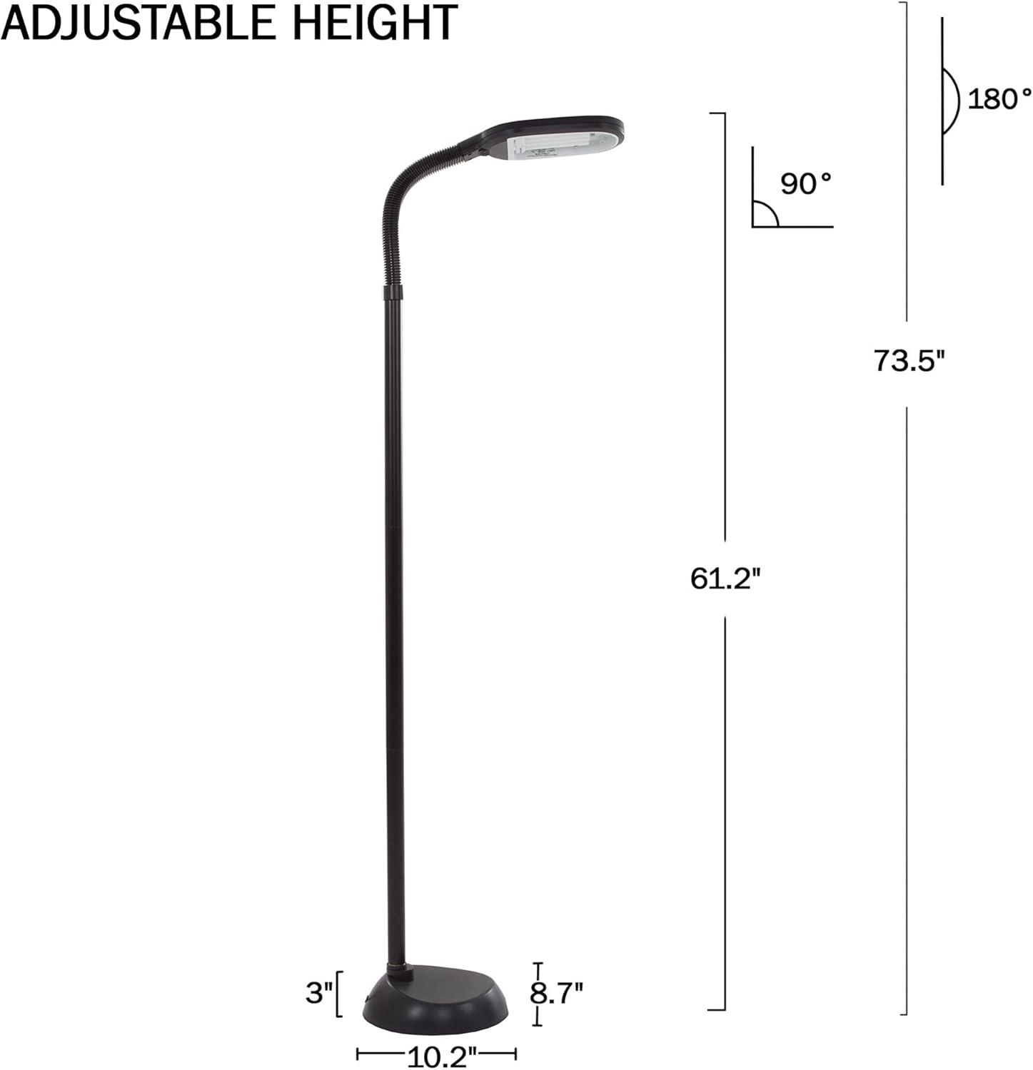 Adjustable Floor Lamp - 6ft Full Spectrum Natural Sunlight Lamp with Bendable Neck - Reading, Crafts, Esthetician Floor Light by Lavish Home (Black)