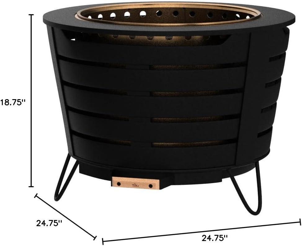 TIKI Brand Smokeless Patio Fire Pit | Wood Burning Fire Pit with Weather Resistant Cover, Ash Pan, Wood Pack, 25 in.