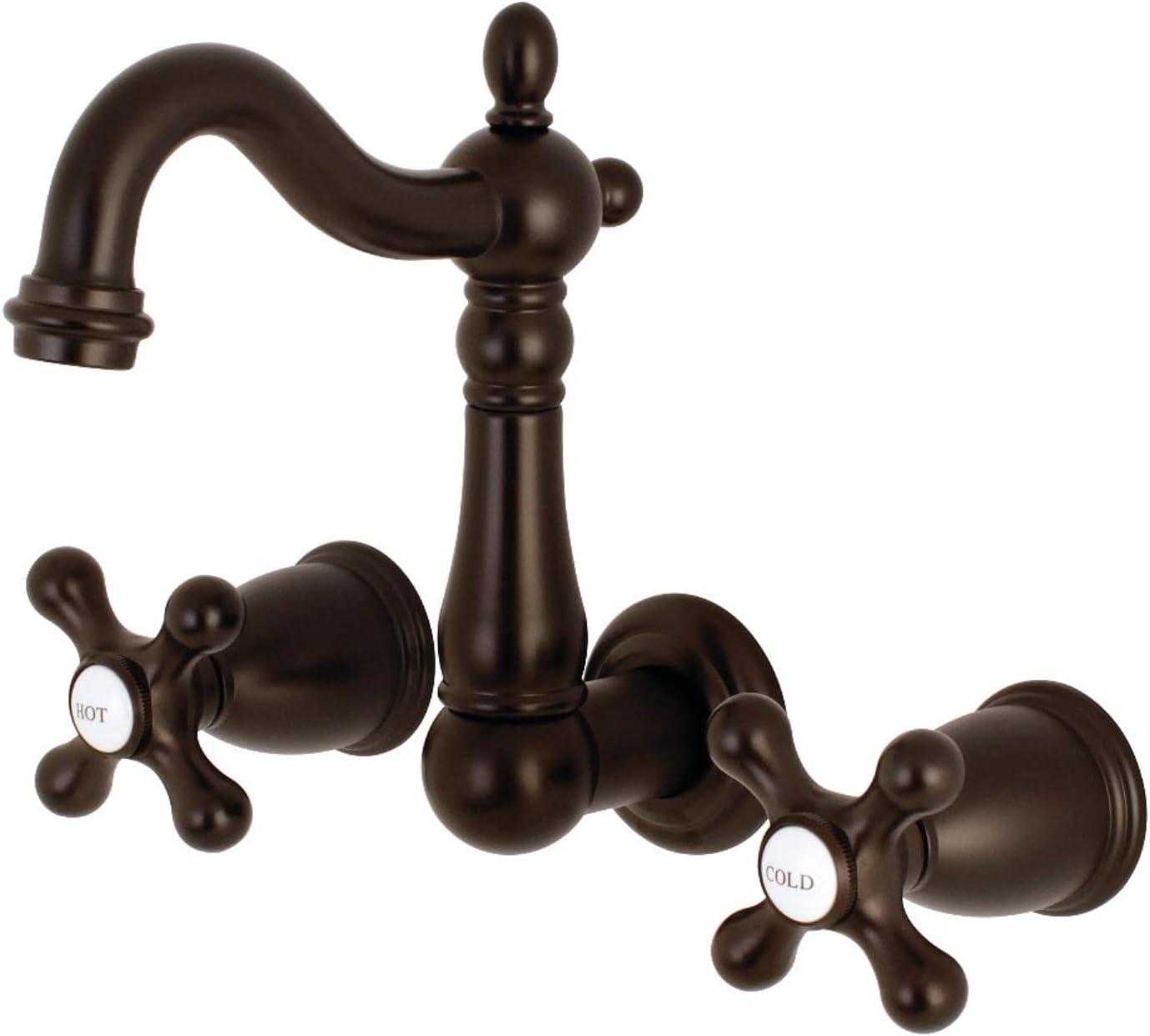 Kingston Brass Heritage Two-Handle 3-Hole Wall Mount Bathroom Faucet