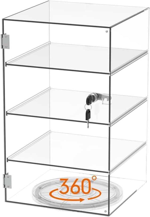 Clear Acrylic 4-Tier Lockable Countertop Display Case