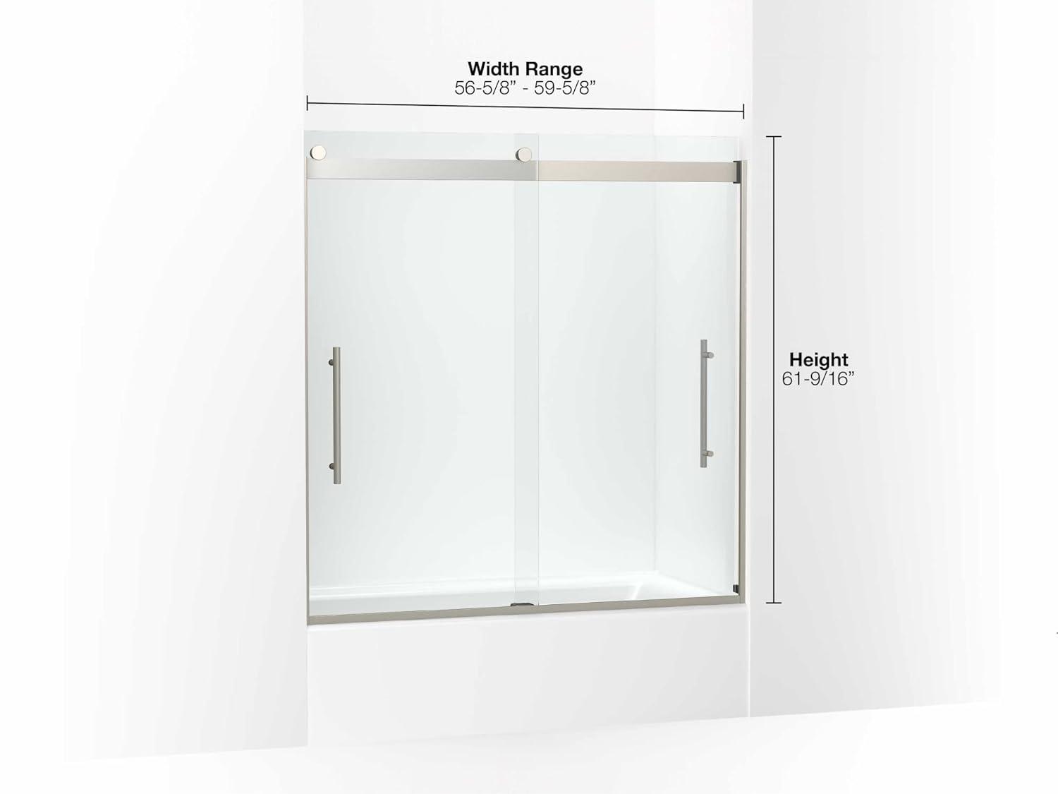 Levity Plus Less Sliding Bath Door, 61-9/16 In. H X 56-5/8 - 59-5/8 In. W, With 5/16 In.-Thick Crystal Clear Glass