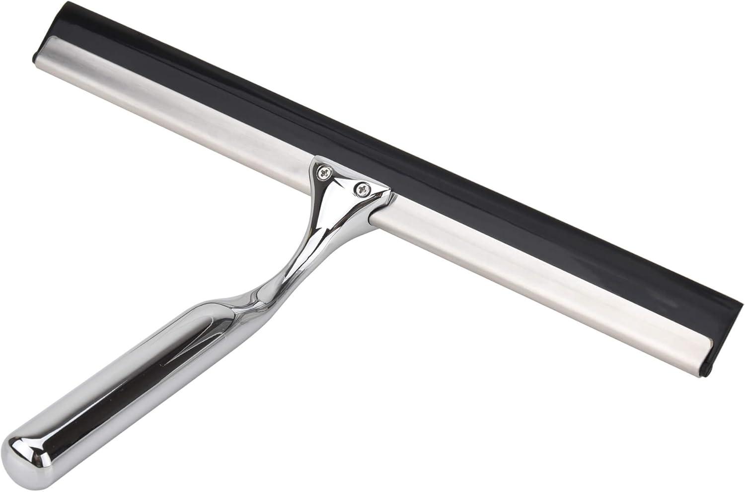 10-Inch Stainless Steel and Black Shower Squeegee