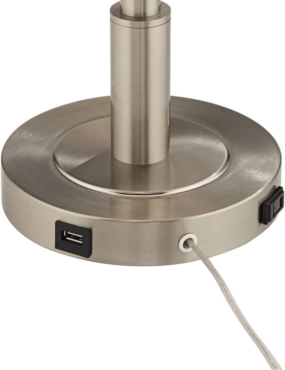 Pacific Coast Lighting 32" Tall Large Modern End Table Lamp with Side Reading Light Silver Brushed Nickel Finish Metal Single Living Room Bedroom