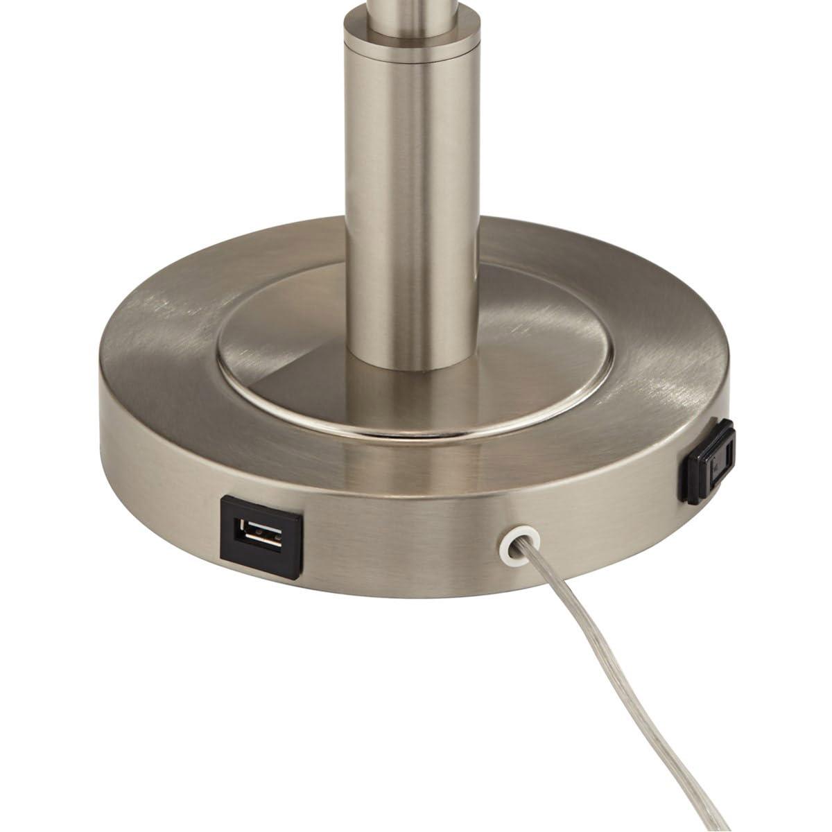 Pacific Coast Lighting 32" Tall Large Modern End Table Lamp with Side Reading Light Silver Brushed Nickel Finish Metal Single Living Room Bedroom