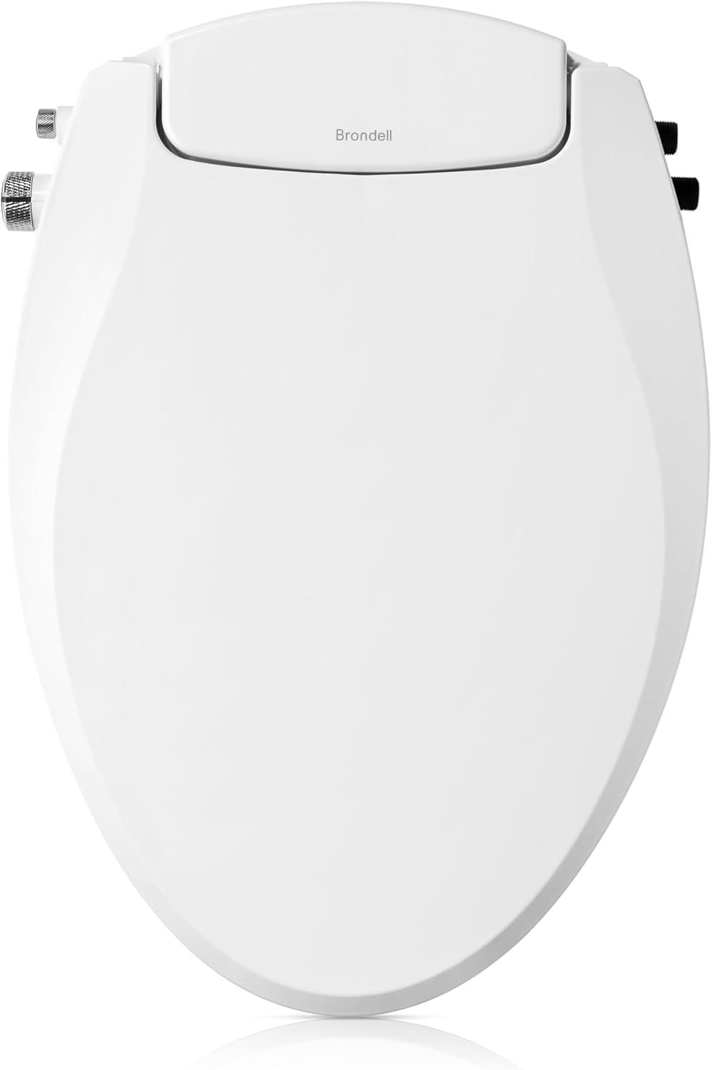 Brondell Bidet Toilet Seat Non-Electric Swash Ecoseat, Fits Elongated Toilets, White - Dual Nozzle System, Ambient Water Temperature - Bidet with Easy Installation