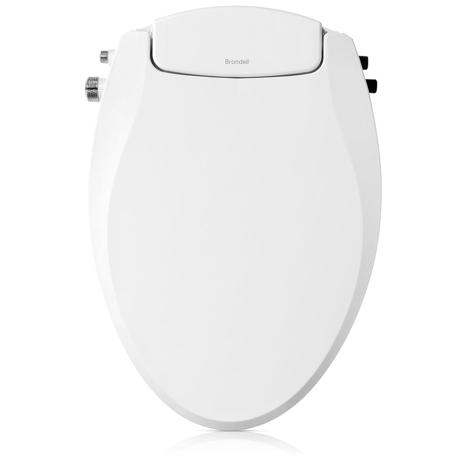 Brondell Bidet Toilet Seat Non-Electric Swash Ecoseat, Fits Elongated Toilets, White - Dual Nozzle System, Ambient Water Temperature - Bidet with Easy Installation