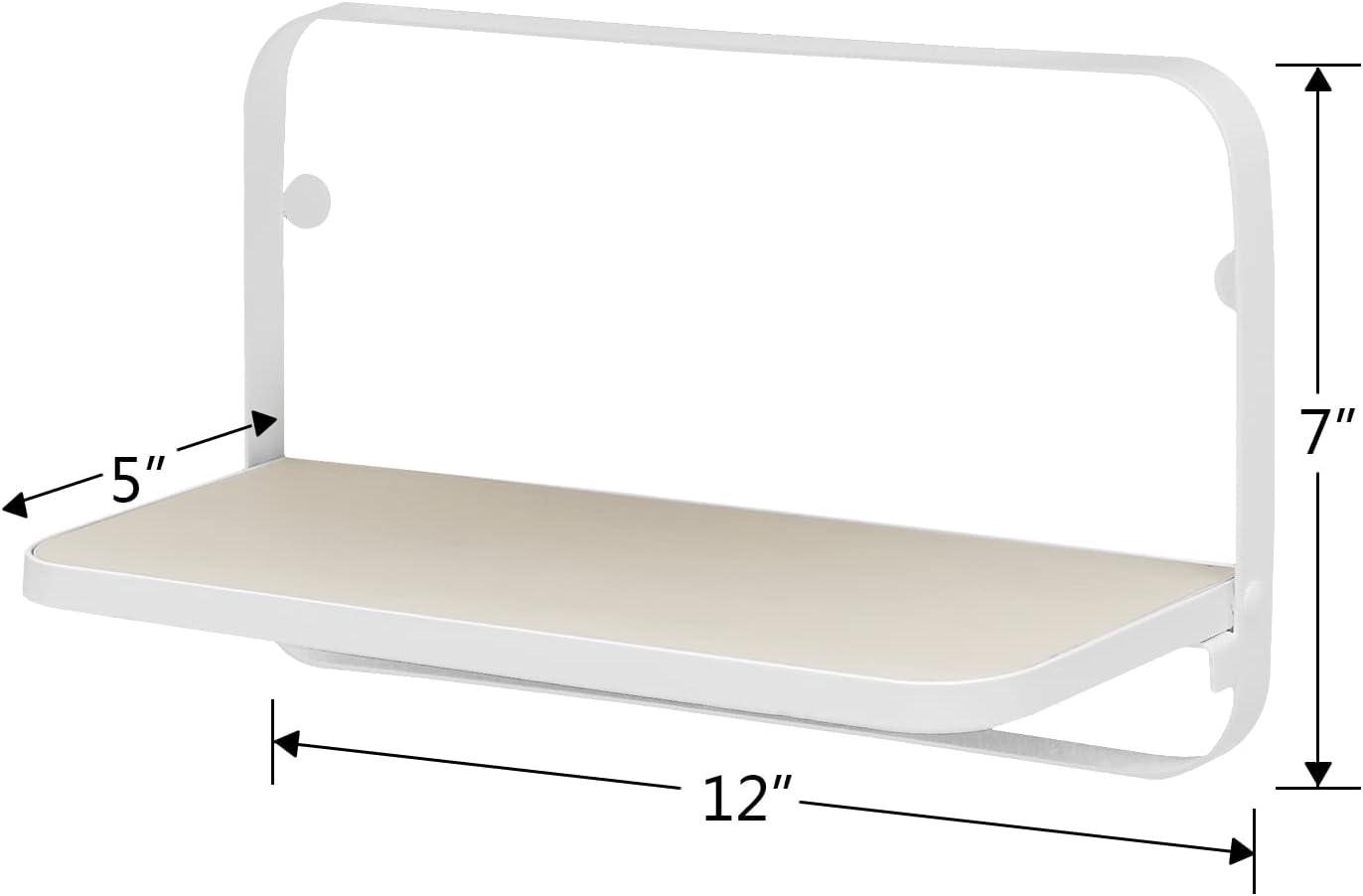 WELLAND 12'' Arlington Floating Shelves Folding Display Wall Shelves, Walnut Grain Wooden Board & Metal Frame, Set of 2