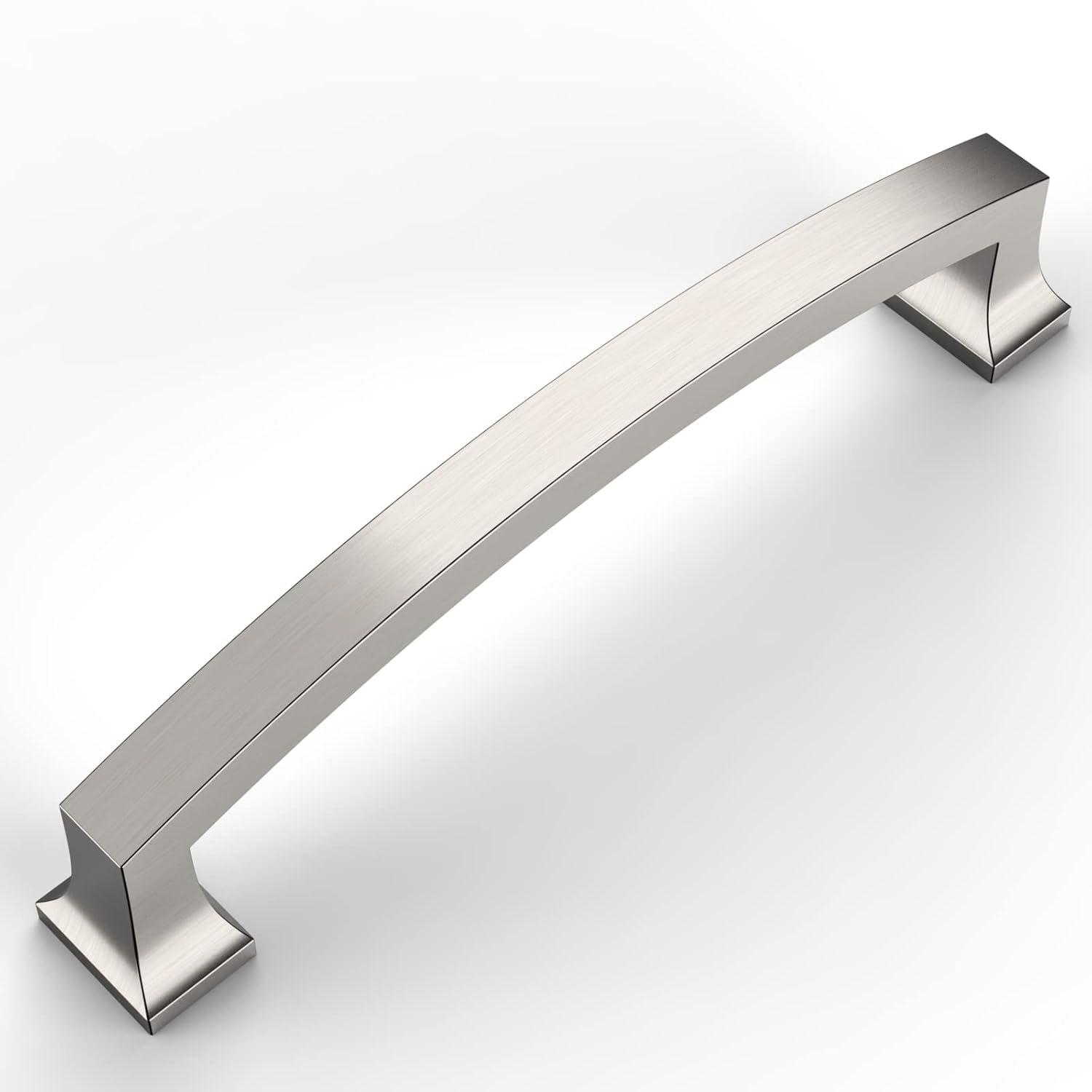 Amerdeco 10 Pack Brushed Satin Nickel Cabinet Pulls - 5 Inch(128MM) Hole Centers Kitchen Handles for Cabinets and Cupboards - ZH0060