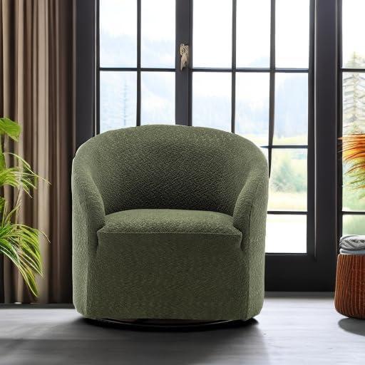 32" Wide Boucle Upholstered Swivel Barrel Chair - Kinwell