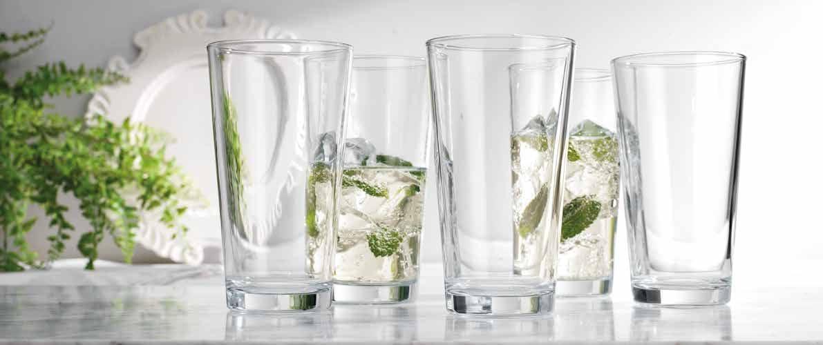 Home Essentials & Beyond Highball Glasses 16 Oz Glass Drinking Cups for Cocktails & Juices, 10 Pack