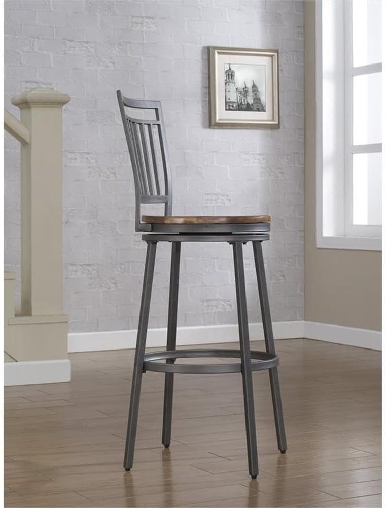 Stockton 25" Metal Swivel Stool - Slate Grey - Golden Oak Seat