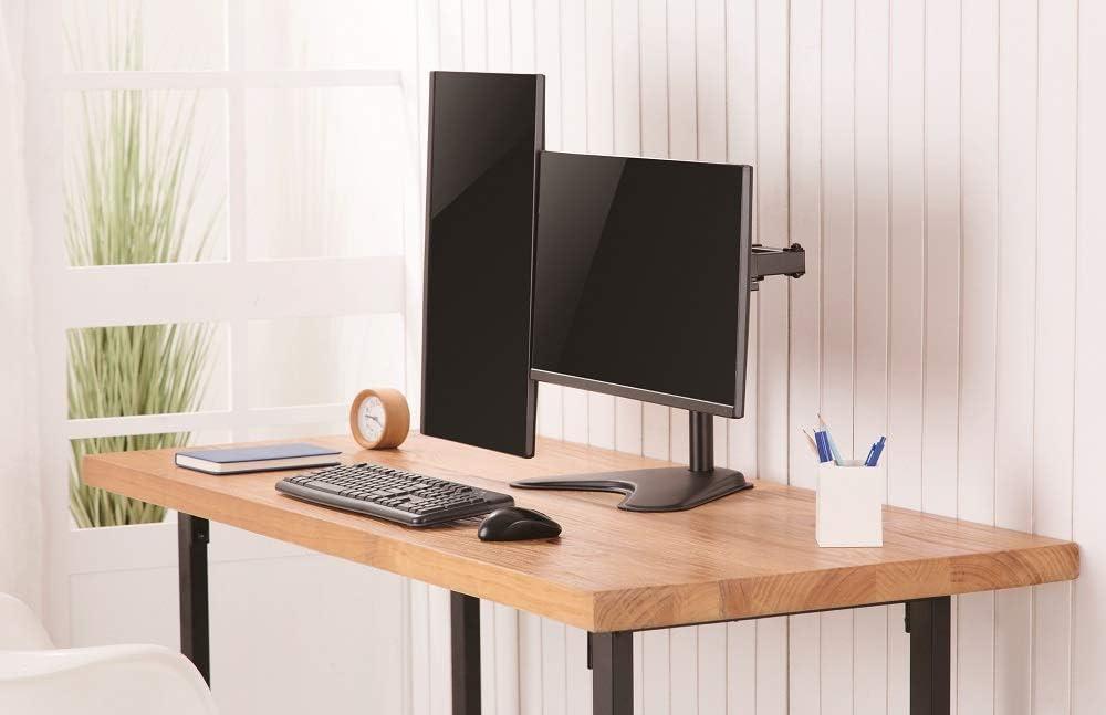 Black Steel Dual Monitor Articulating Desktop Stand