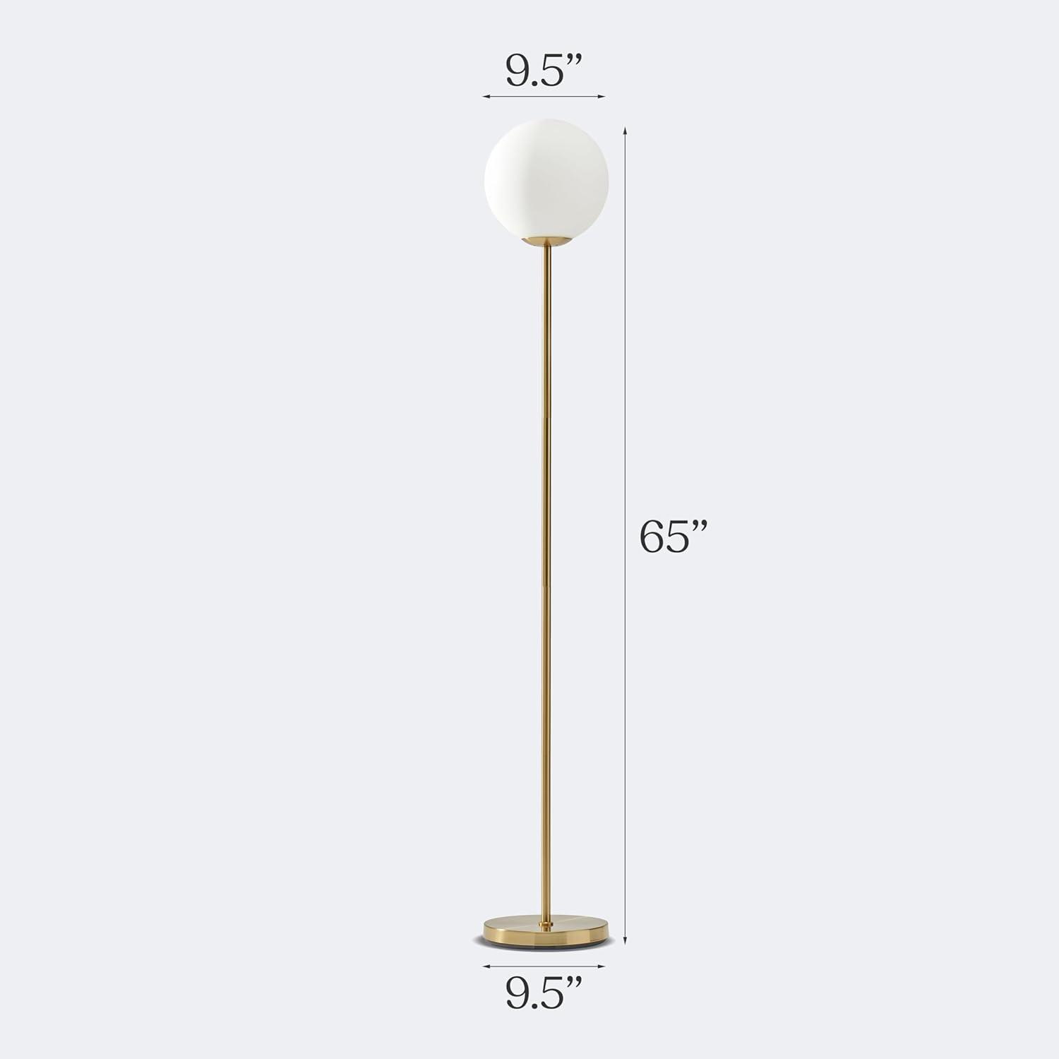 Brightech Luna Industrial Modern LED Floor Lamp with Glass Round Globe Shade