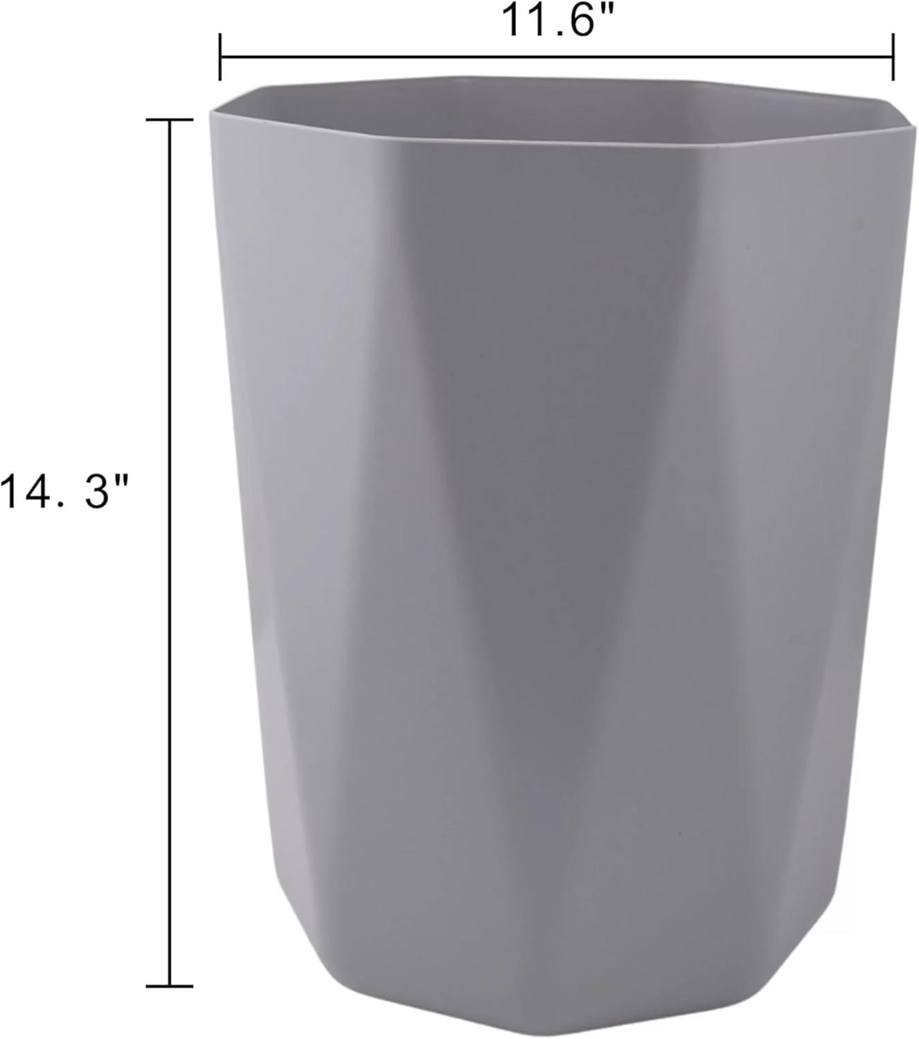 Geometric Silver Plastic 5 Gallon Office Wastebasket