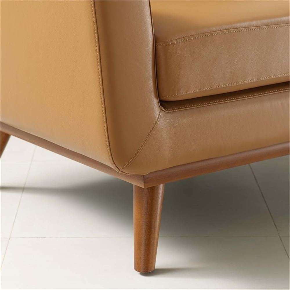 Modway Engage Top-Grain Leather Living Room Accent Armchair in Tan