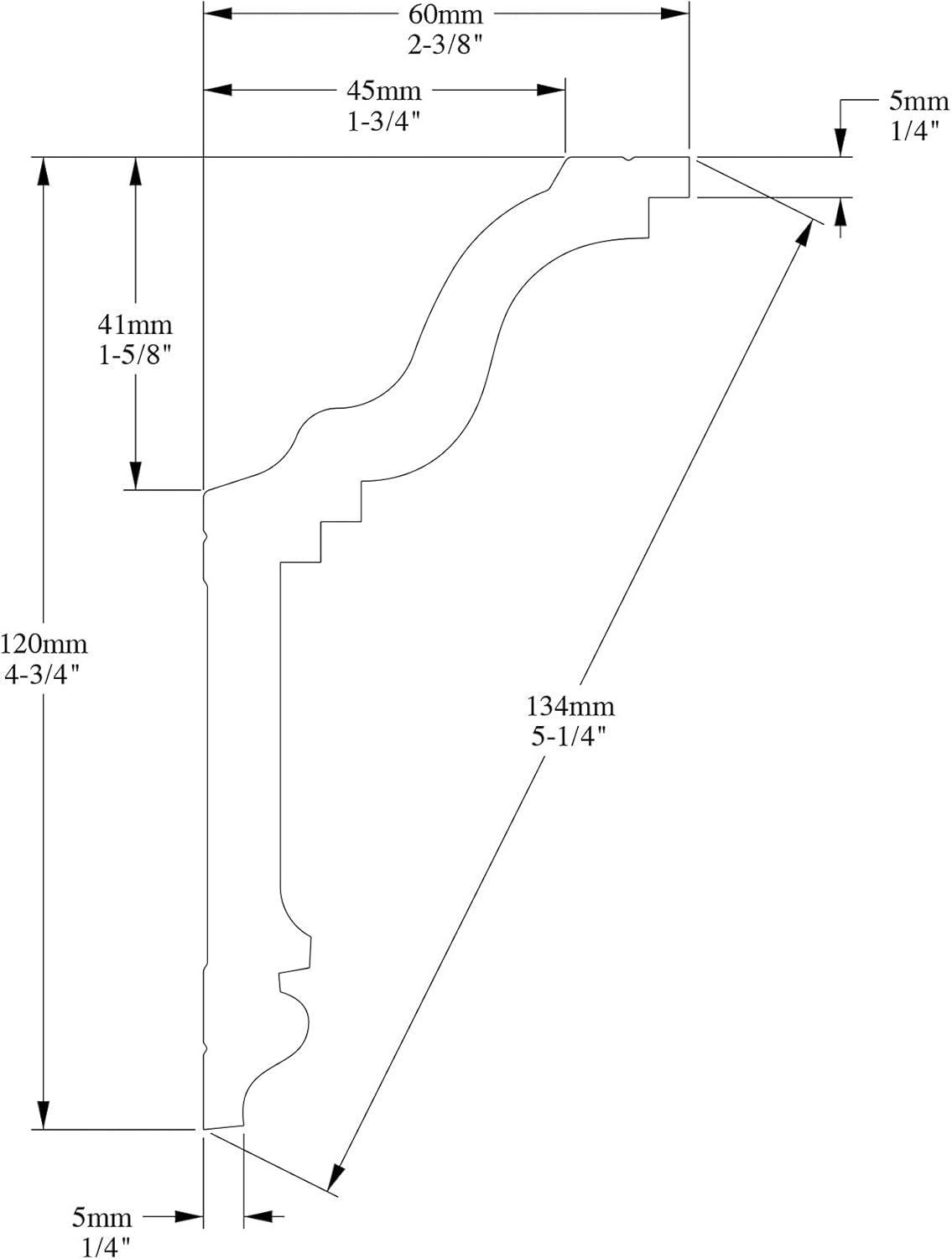 2-3/8 in x 4-3/4 in x 78-3/4 in Primed White Plain Polystyrene Crown Moulding