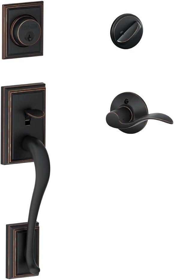 Addison Handleset with Single Cylinder Deadbolt and Accent Door Lever and Rosette