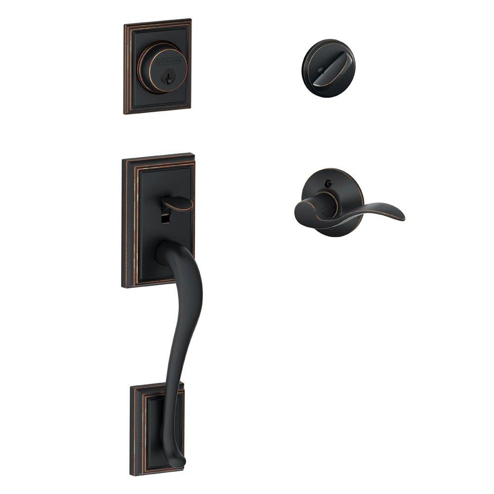 Addison Handleset with Single Cylinder Deadbolt and Accent Door Lever and Rosette