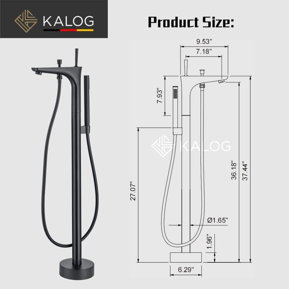 EHABLIX SLD08G 1-Handle Freestanding Floor Mount Roman Industrial Style Tub Faucet Bathtub Filler With Hand Shower