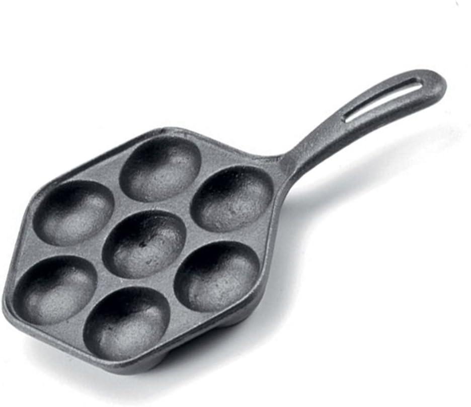 Norpro Cast Iron Stuffed Pancake Pan, Munk/Aebleskiver, 2" / 5cm diameter, Black