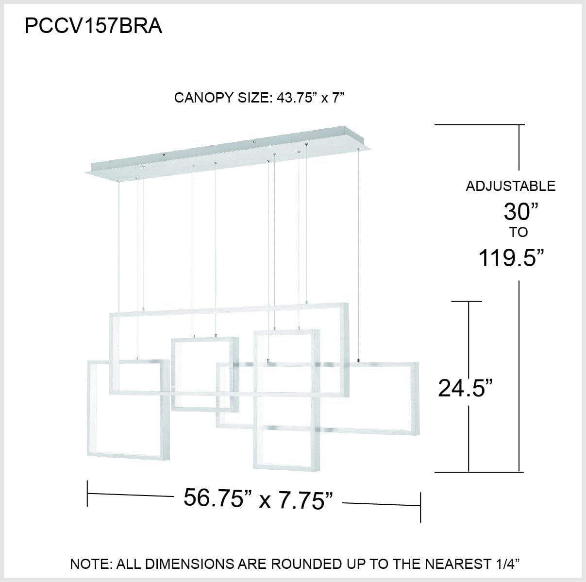 Brushed Aluminum LED Linear Chandelier with Geometric Frames