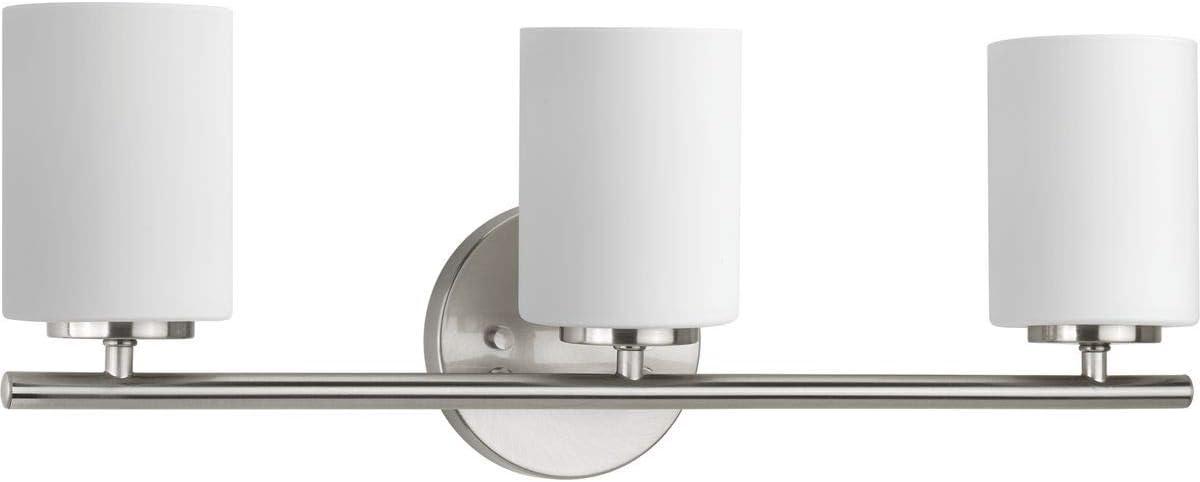 Progress Lighting Replay Collection 3-Light Bath Vanity, Brushed Nickel, Shade Included