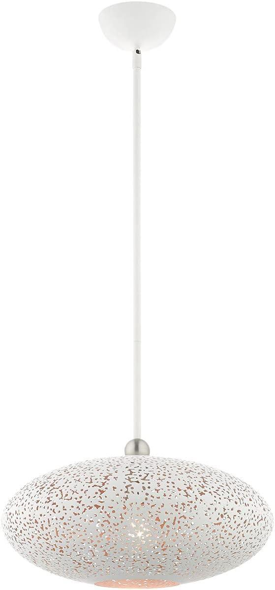 Livex Lighting Charlton 1 - Light Pendant in  White/Brushed Nickel