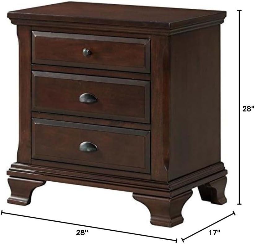 Brinley Nightstand Cherry Red - Picket House Furnishings: Mid-Century Modern Style, Laminated Finish, MDF & Metal Hardware