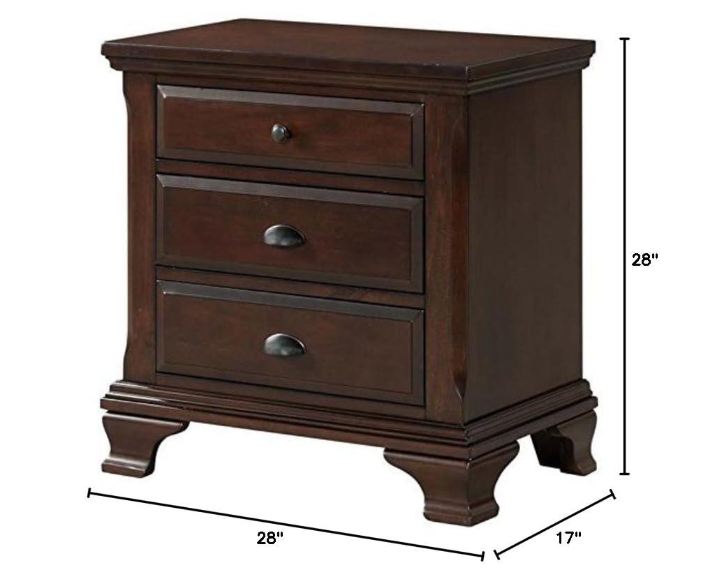 Brinley Nightstand Cherry Red - Picket House Furnishings: Mid-Century Modern Style, Laminated Finish, MDF & Metal Hardware
