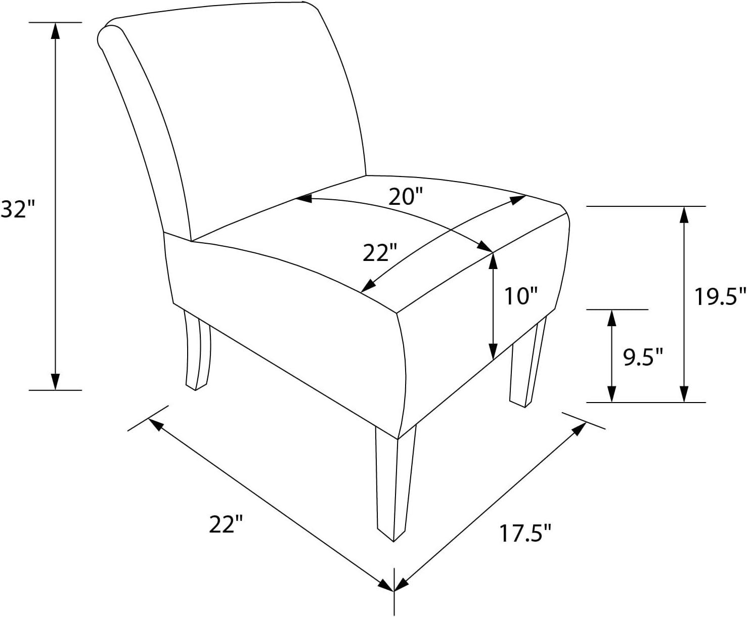 Ivory Corduroy Armless Slipper Chair with Wood Legs