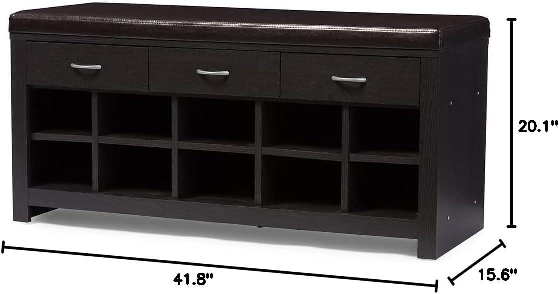 Espresso Finished Entryway Bench Dark Brown - Baxton Studio: Modern Wood Storage, Dry Dust Care