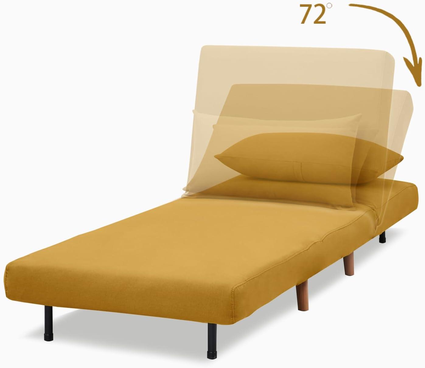 A&D Home Tustin Polyester Convertible Futon Chair, Yellow