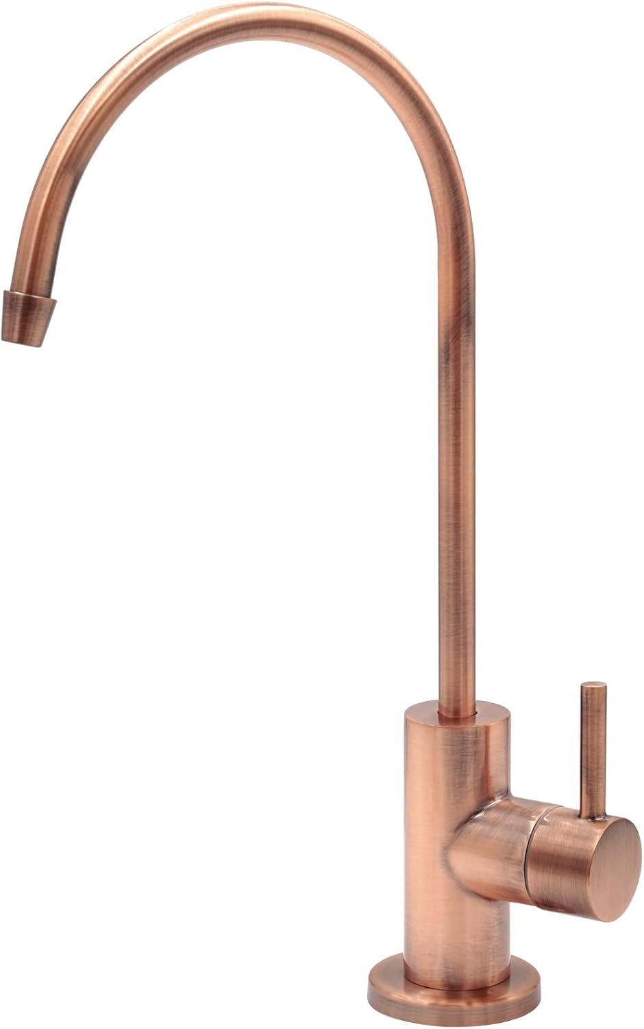 Modern Water Filter Faucet - Brushed Copper Faucet - 100% Lead-Free Drinking Water Faucet - Compatible with Reverse Osmosis Water Filtration Systems