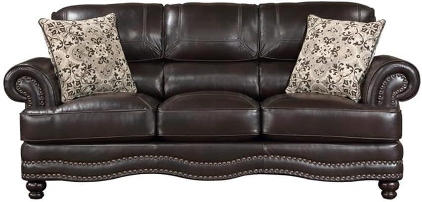 Lexicon Milford Faux Leather 2-Piece Upholstered Sofa Set in Brown