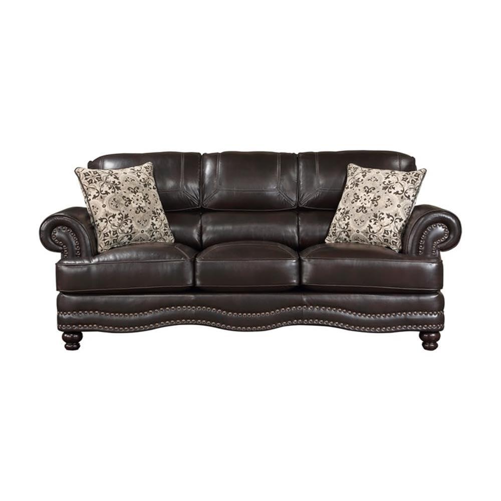 Lexicon Milford Faux Leather 2-Piece Upholstered Sofa Set in Brown