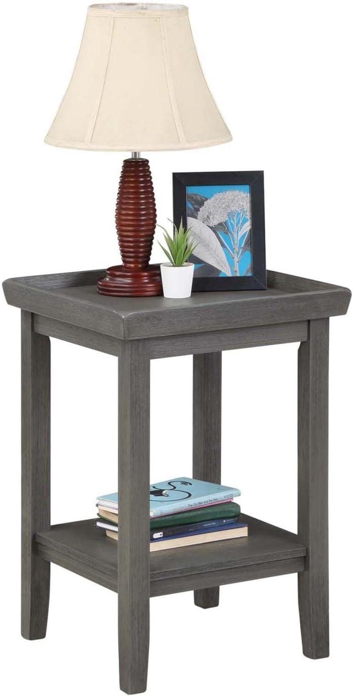 Classic Ledgewood 18" Square Gray Wood End Table with Shelf