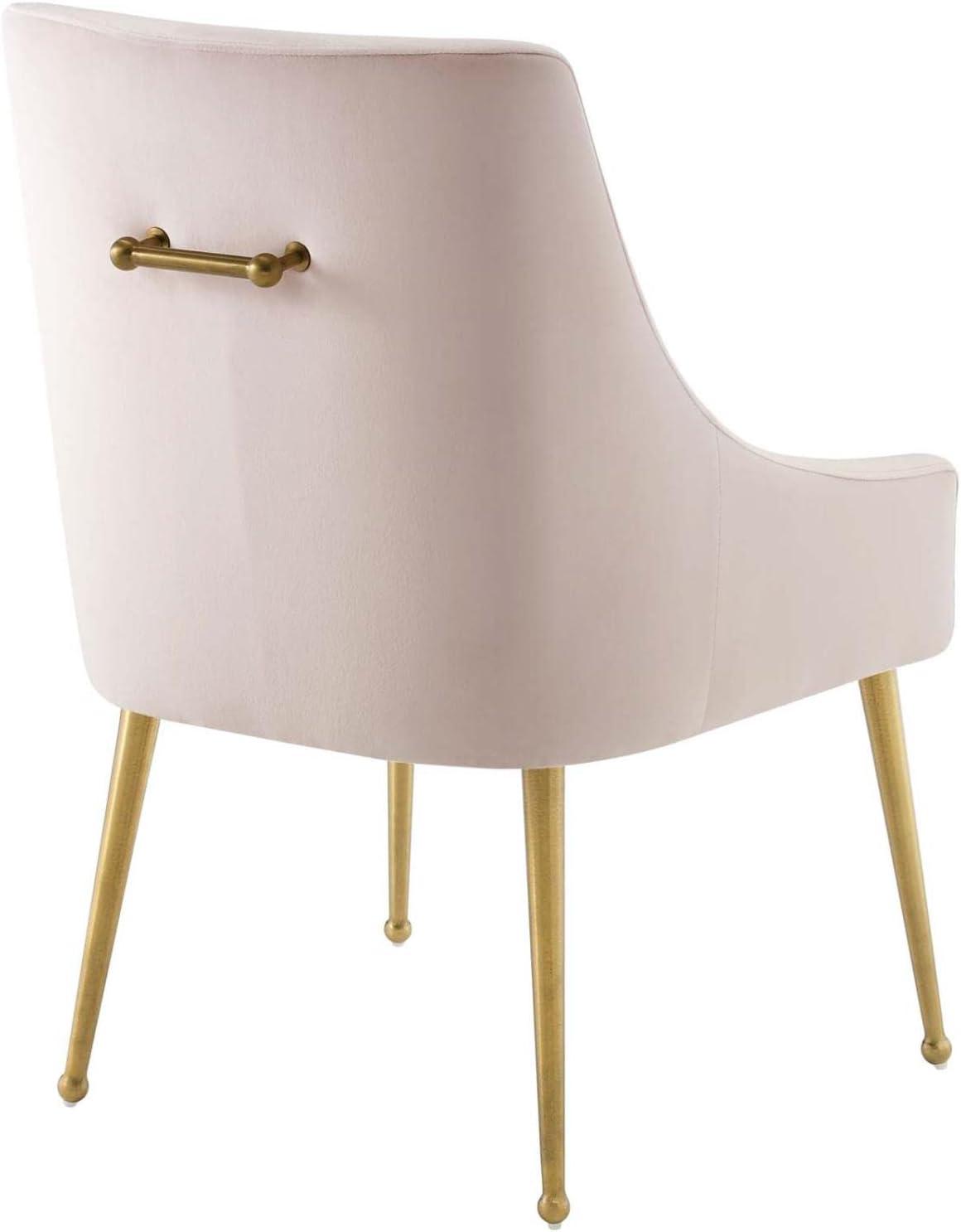 Modway Discern 34" Modern Velvet Dining Chair in Pink/Gold (Set of 2)