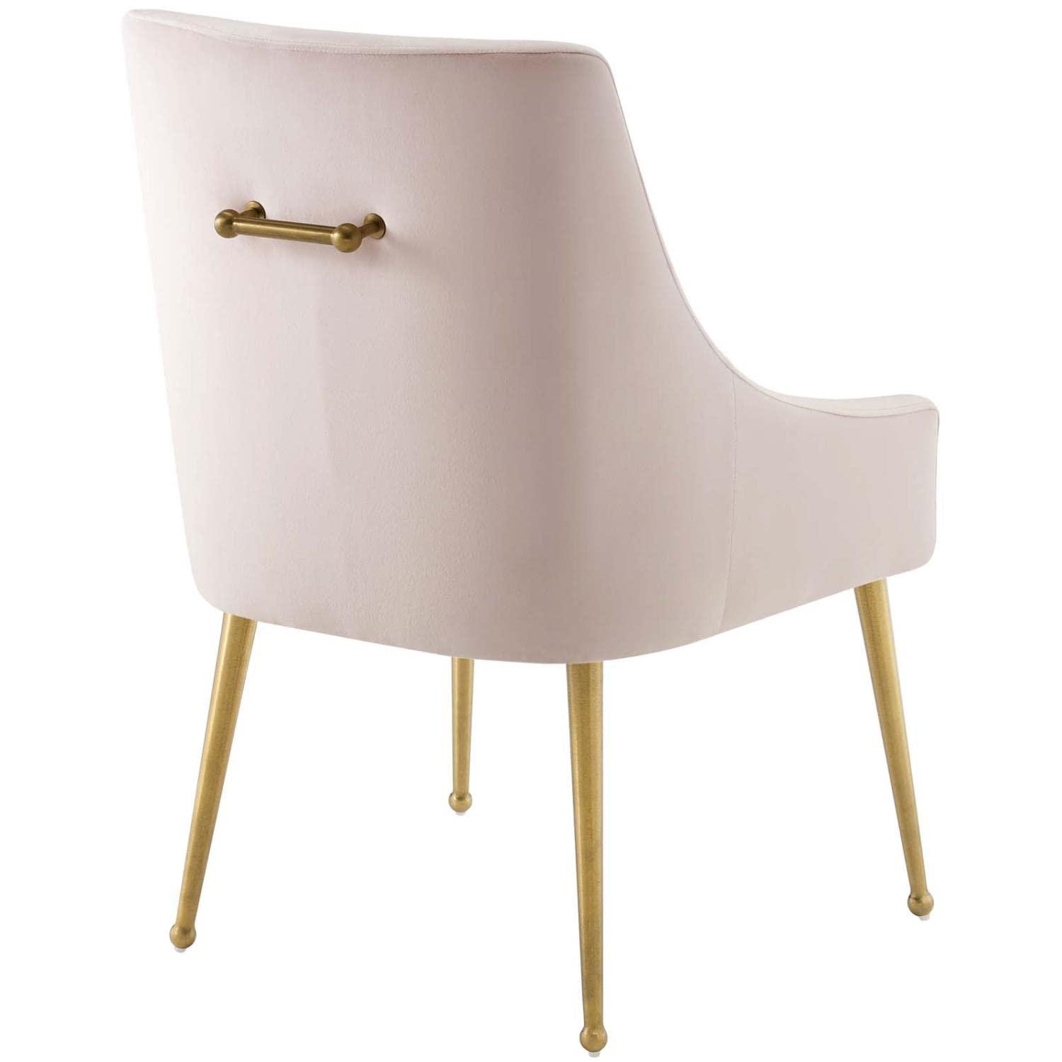 Modway Discern 34" Modern Velvet Dining Chair in Pink/Gold (Set of 2)