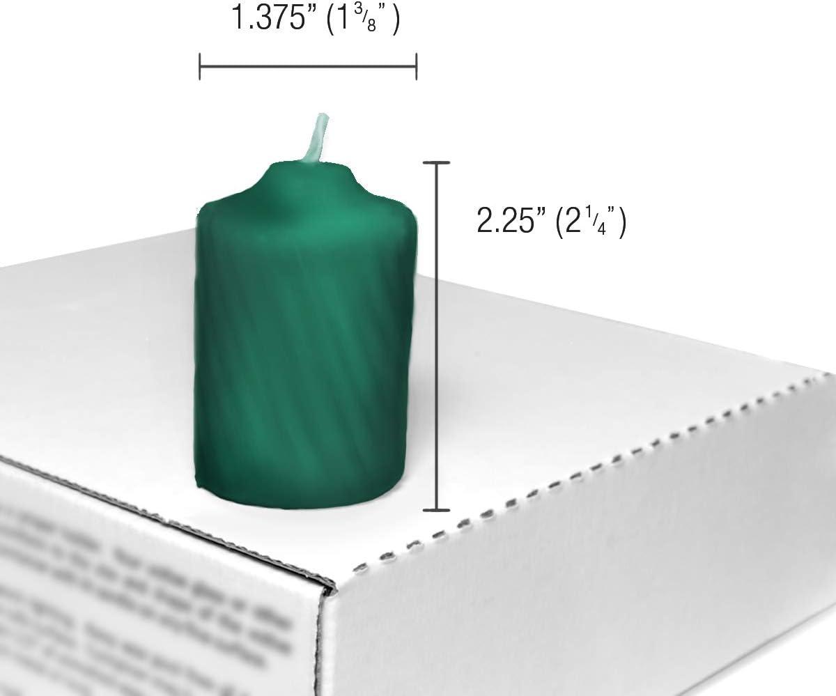 Green Pine Scented Votive Candles - 15 Hour Long Burn Time - Textured Finish - Box of 20
