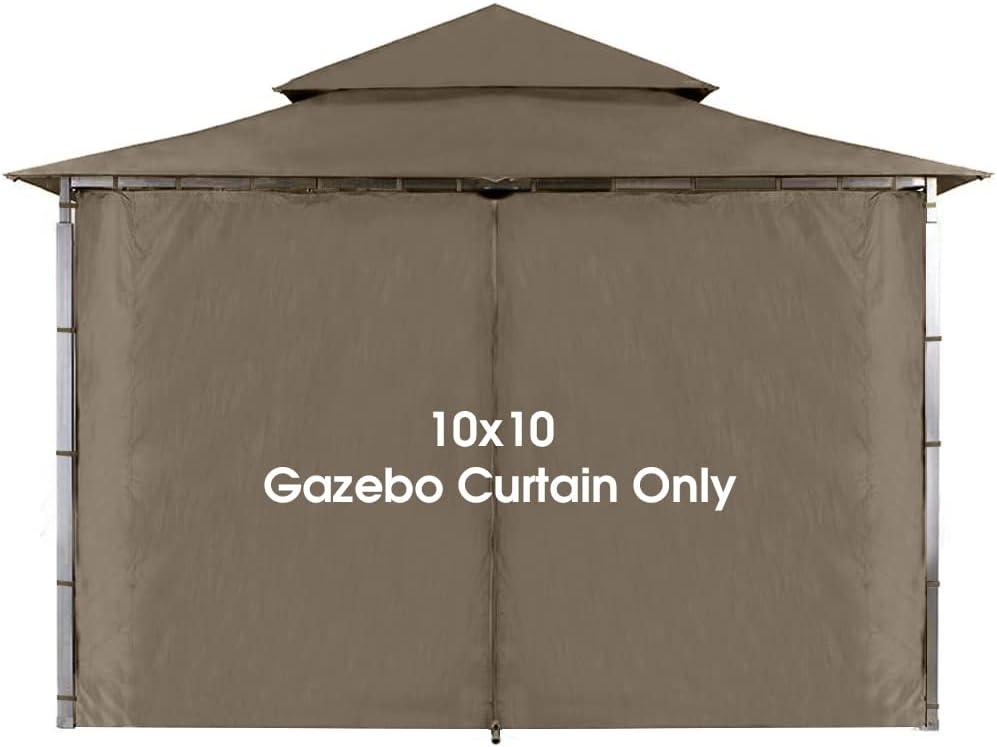 Brown Waterproof 10x10 Gazebo Privacy Curtain with Zipper