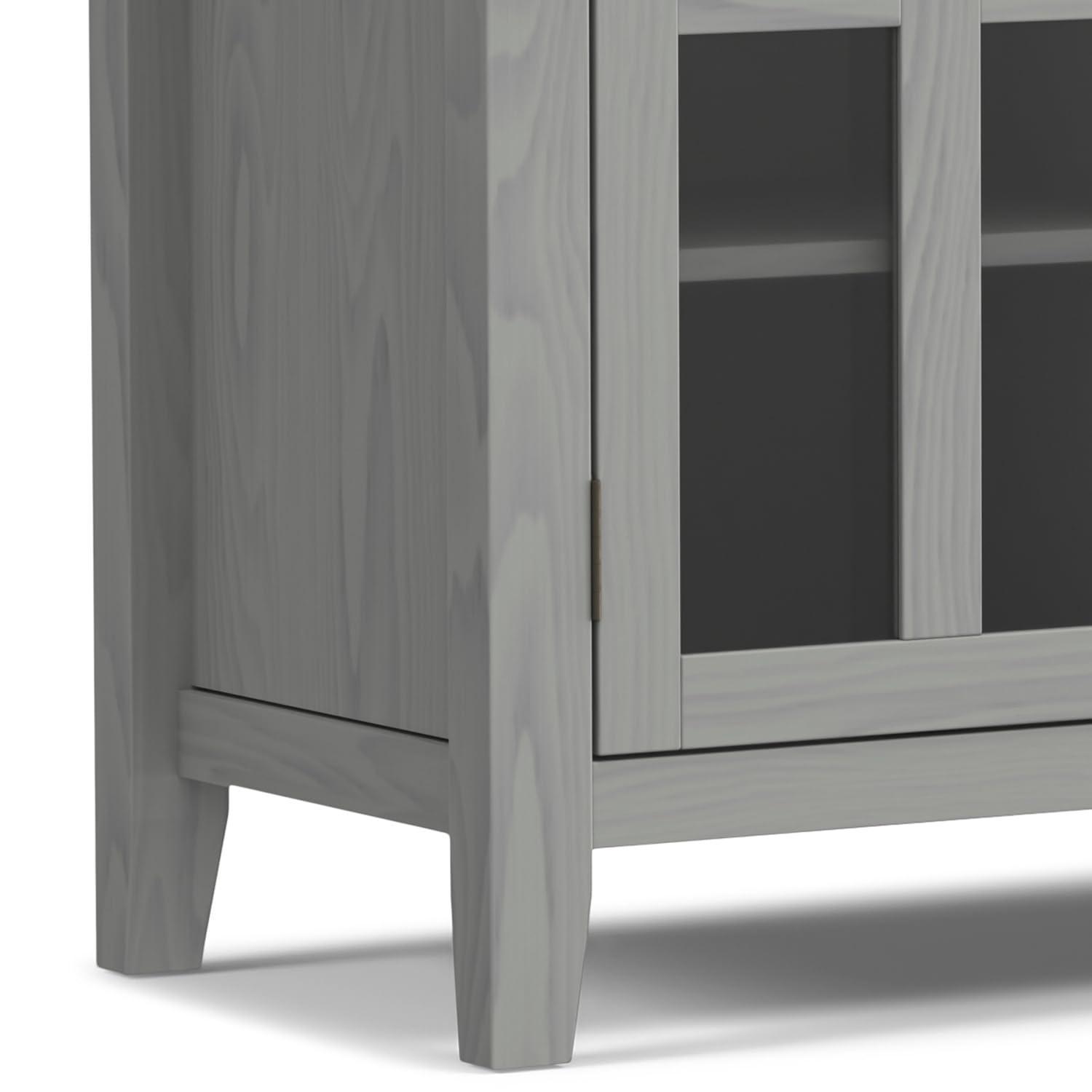 Simpli Home Artisan Solid Wood TV Media Stand in Fog Gray