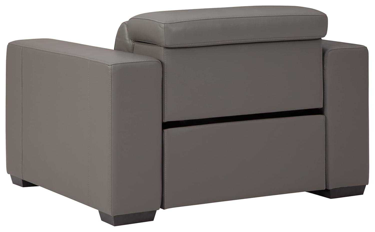 Signature Design by Ashley Texline Leather Power Recliner with Headrest in Gray