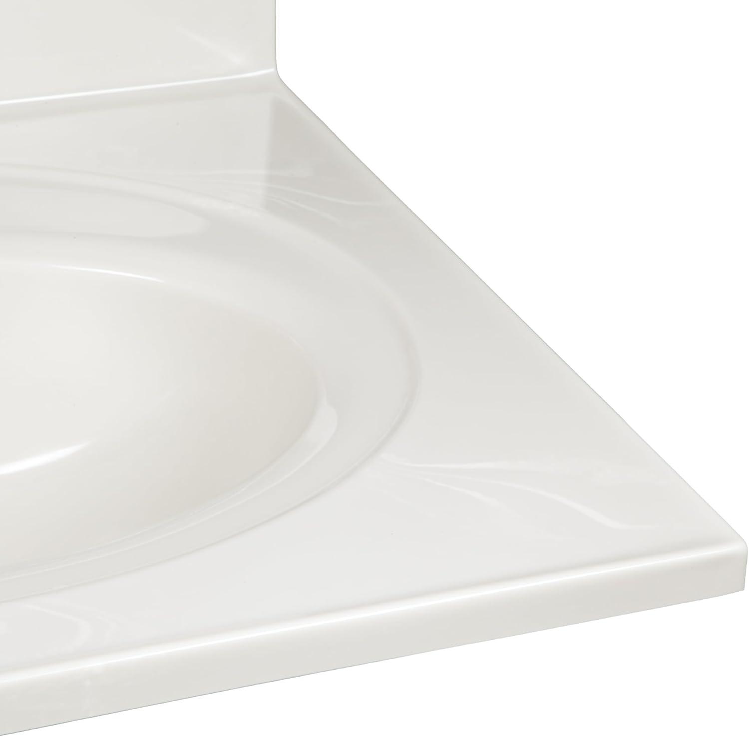 Cultured Marble Vanity Top – 25-Inch Single Bowl Sink 4-Inch Centerset with Integrated Backsplash – Reinforced Packaging – Ivory Swirl, Design House, 586313