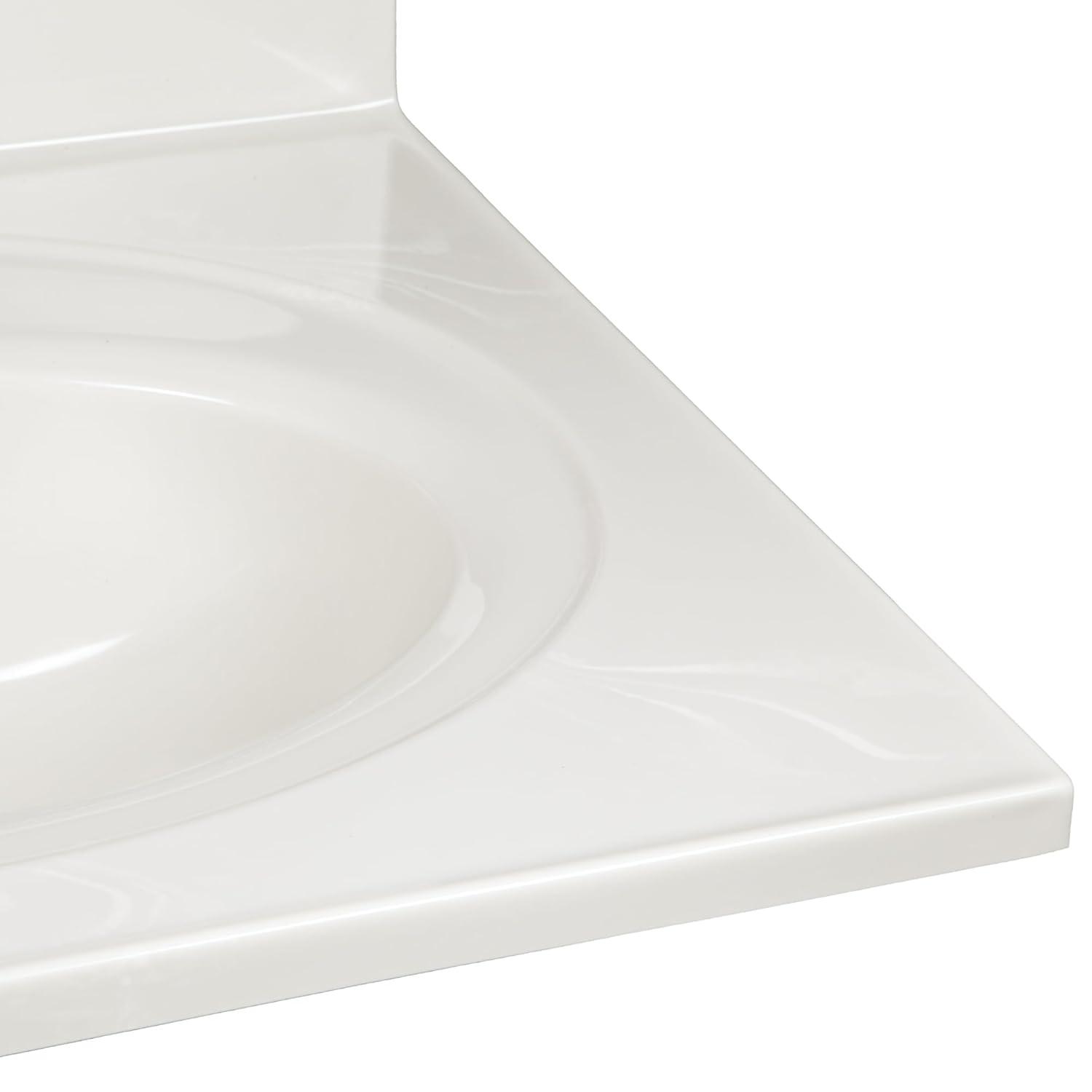 Cultured Marble Vanity Top – 25-Inch Single Bowl Sink 4-Inch Centerset with Integrated Backsplash – Reinforced Packaging – Ivory Swirl, Design House, 586313
