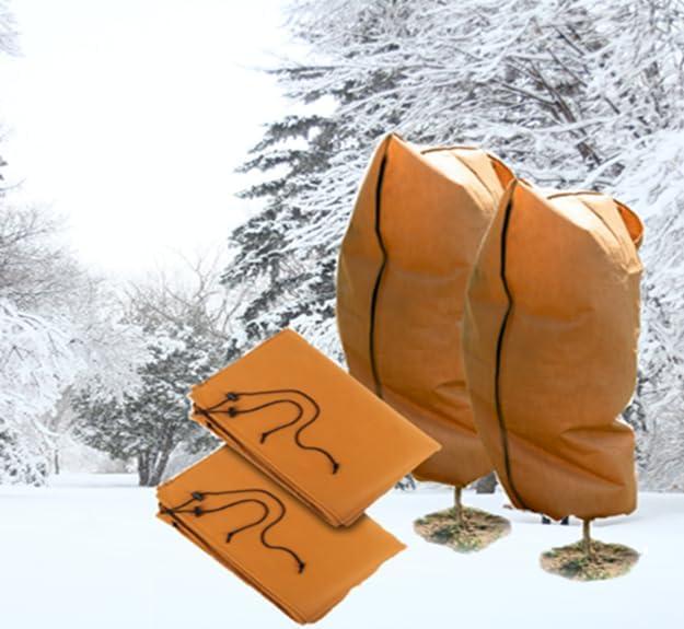 Brown Polypropylene Frost Protection Plant Covers with Drawstring and Zipper, 48" x 72"