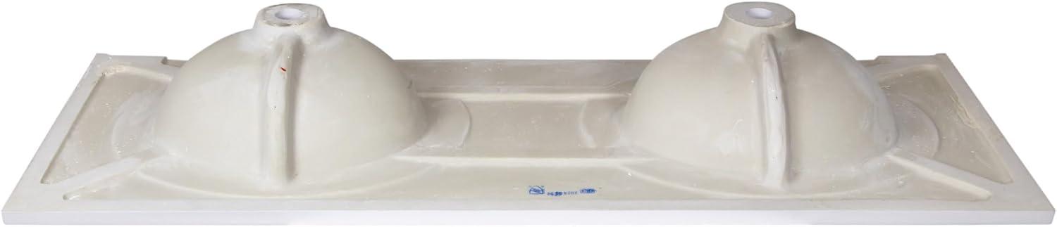 Cultured Marble Vanity Top – 61-Inch Double Bowl Sink Single-Hole with Integrated Backsplash – Reinforced Packaging – Solid White, Design House, 597385