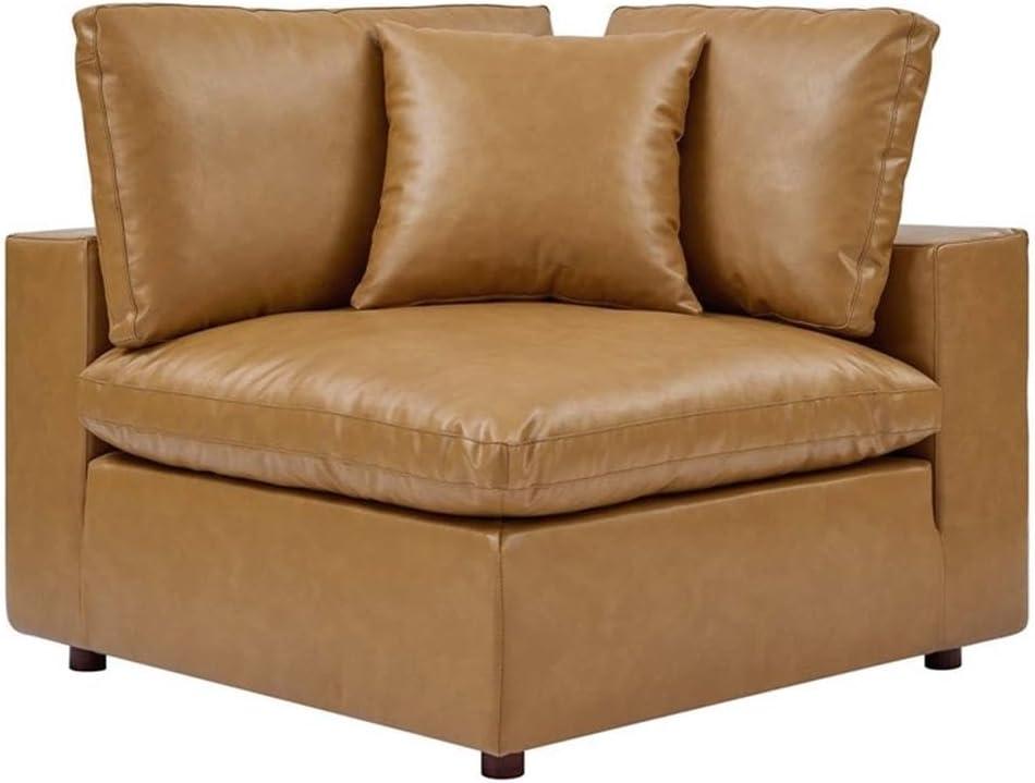 Modway Commix Down Filled Overstuffed Vegan Leather 4-Seater Sofa