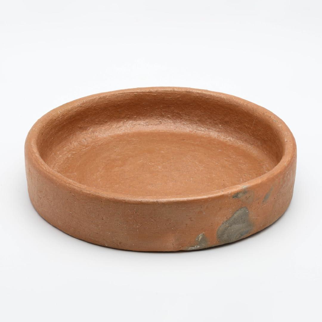 Hakan Efes Clay Pan for Cooking, Natural Unglazed Pot, Traditional Earthenware, Terracotta Ancient Meat Cazuela Dish, Round, No Lid, Midi, 3.6 qts